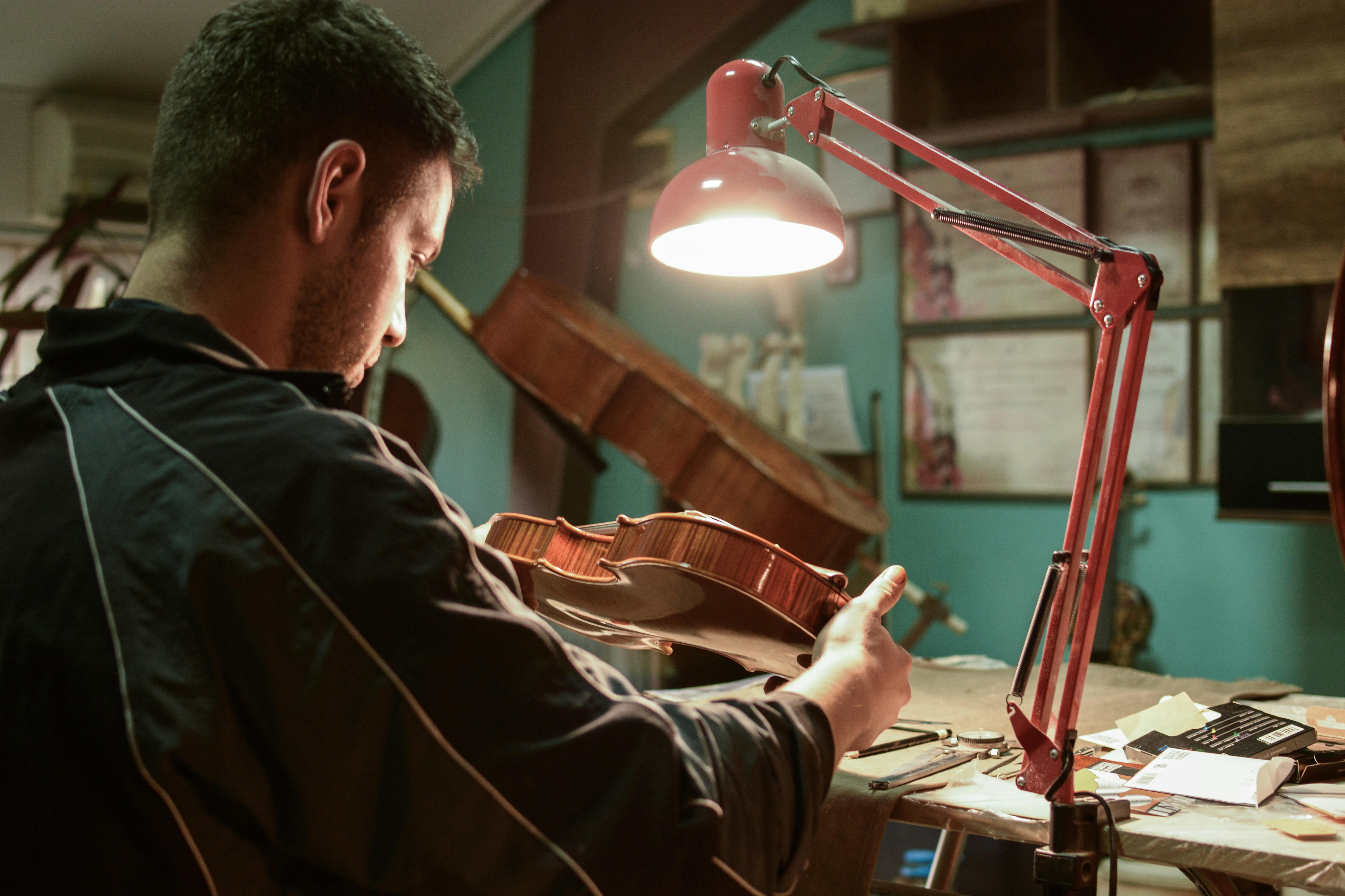 Musical instrument being repaired