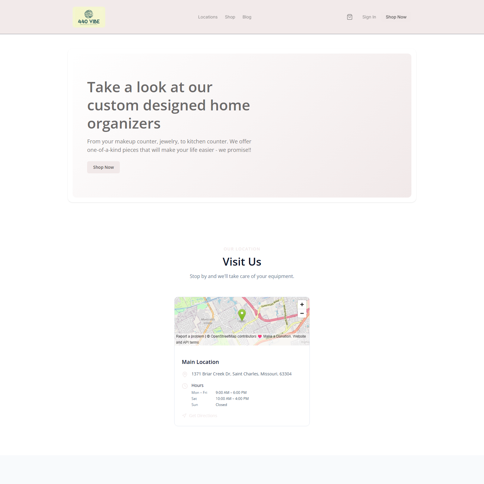 440 Vibe marketing site homepage