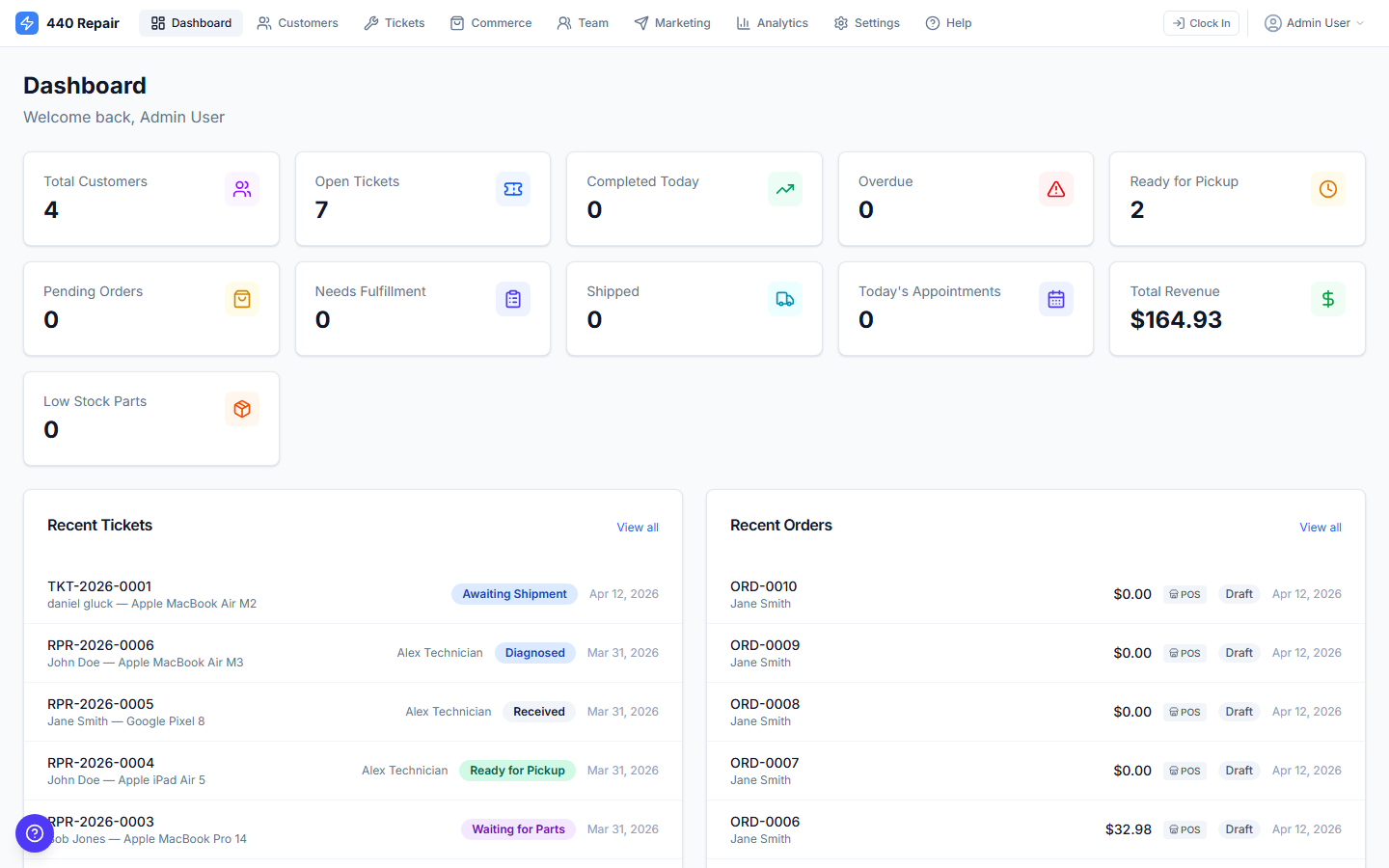 Spekco staff dashboard